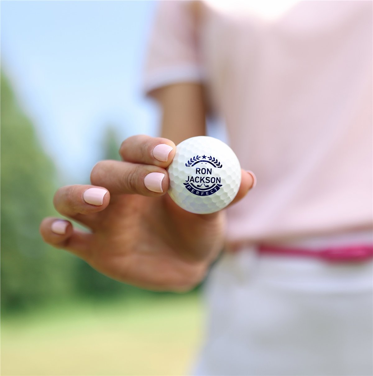 Zekupp Golf Severler İçin Profesyonel Ahşap Kutulu Golf Seti, 2 Gerçek Golf Topu ve 50 Adet Tee, İsim Baskılı, Tee, Golf Aksesuarları
