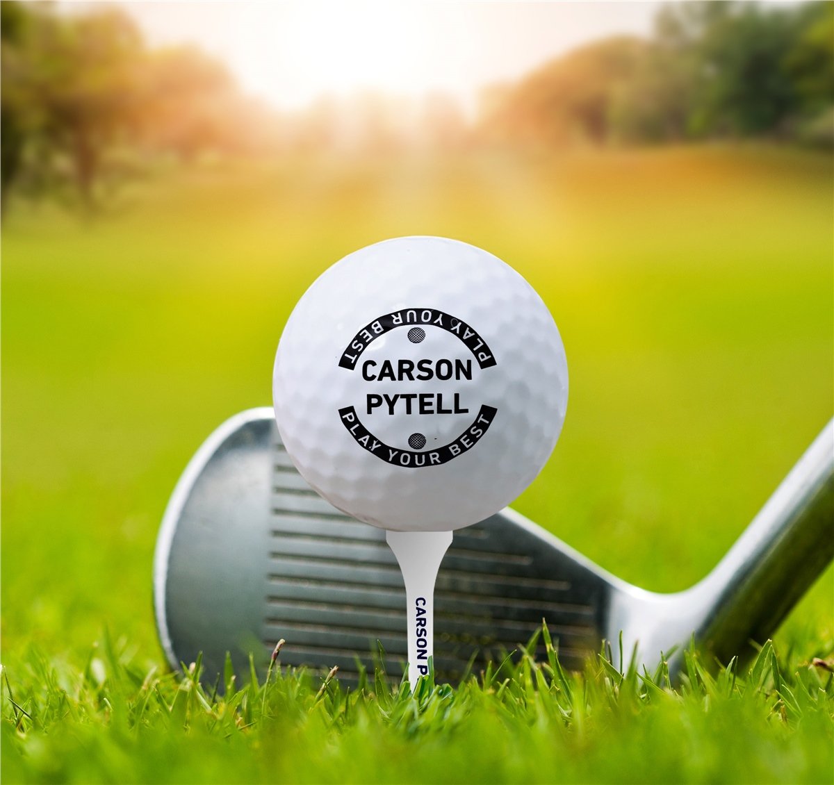 Zekupp Golf Severler İçin Profesyonel Ahşap Kutulu Golf Seti, 2 Gerçek Golf Topu ve 50 Adet Tee, İsim Baskılı, Tee, Golf Aksesuarları