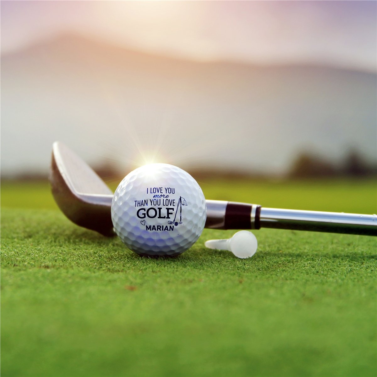 Zekupp Golf Severler İçin Profesyonel Ahşap Kutulu Golf Seti, 2 Gerçek Golf Topu ve 50 Adet Tee, İsim Baskılı, Tee, Golf Aksesuarları