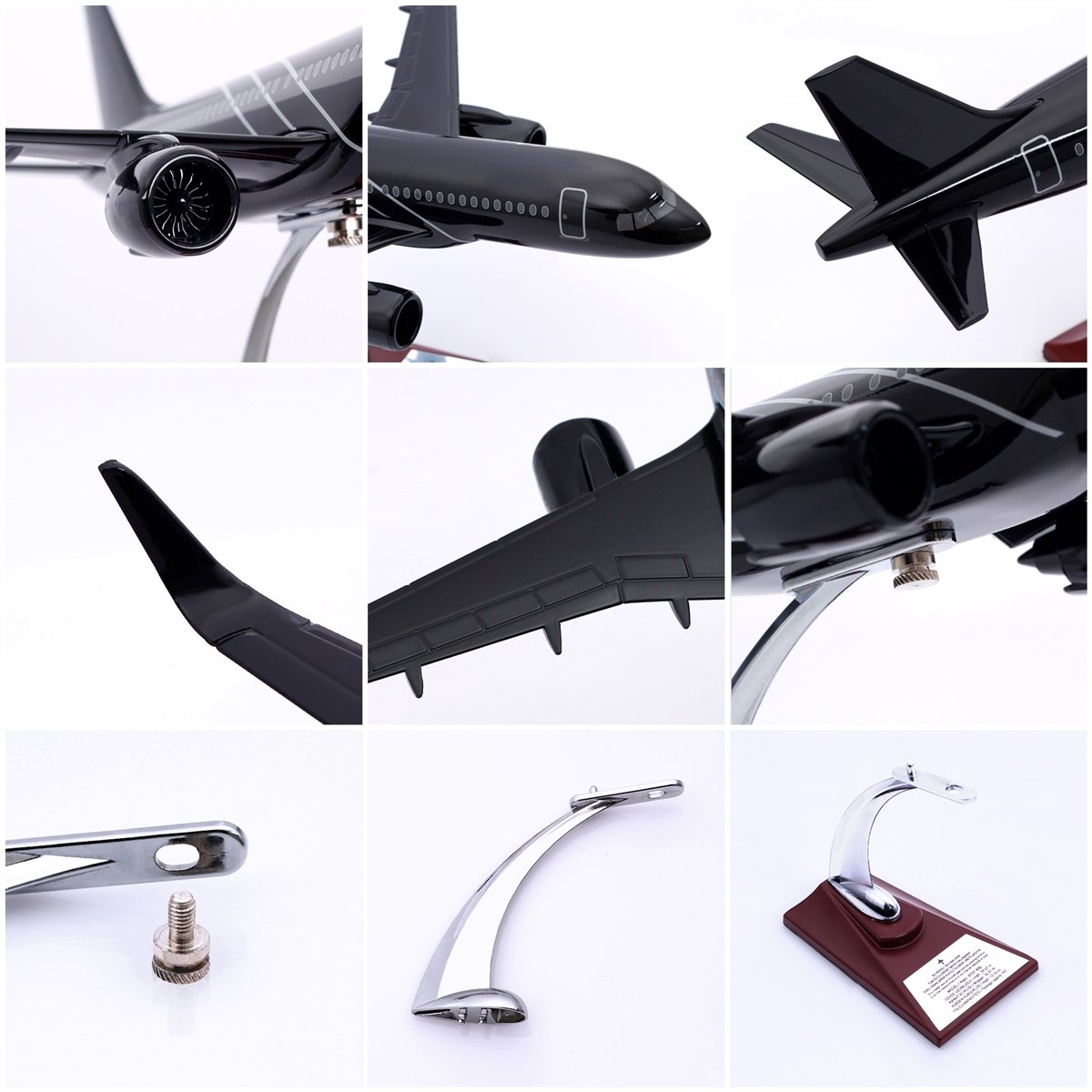 Zekupp - Maket Uçak - Airbus 320-200 1/100 - SİYAH ÖZEL TASARIM Model Uçak