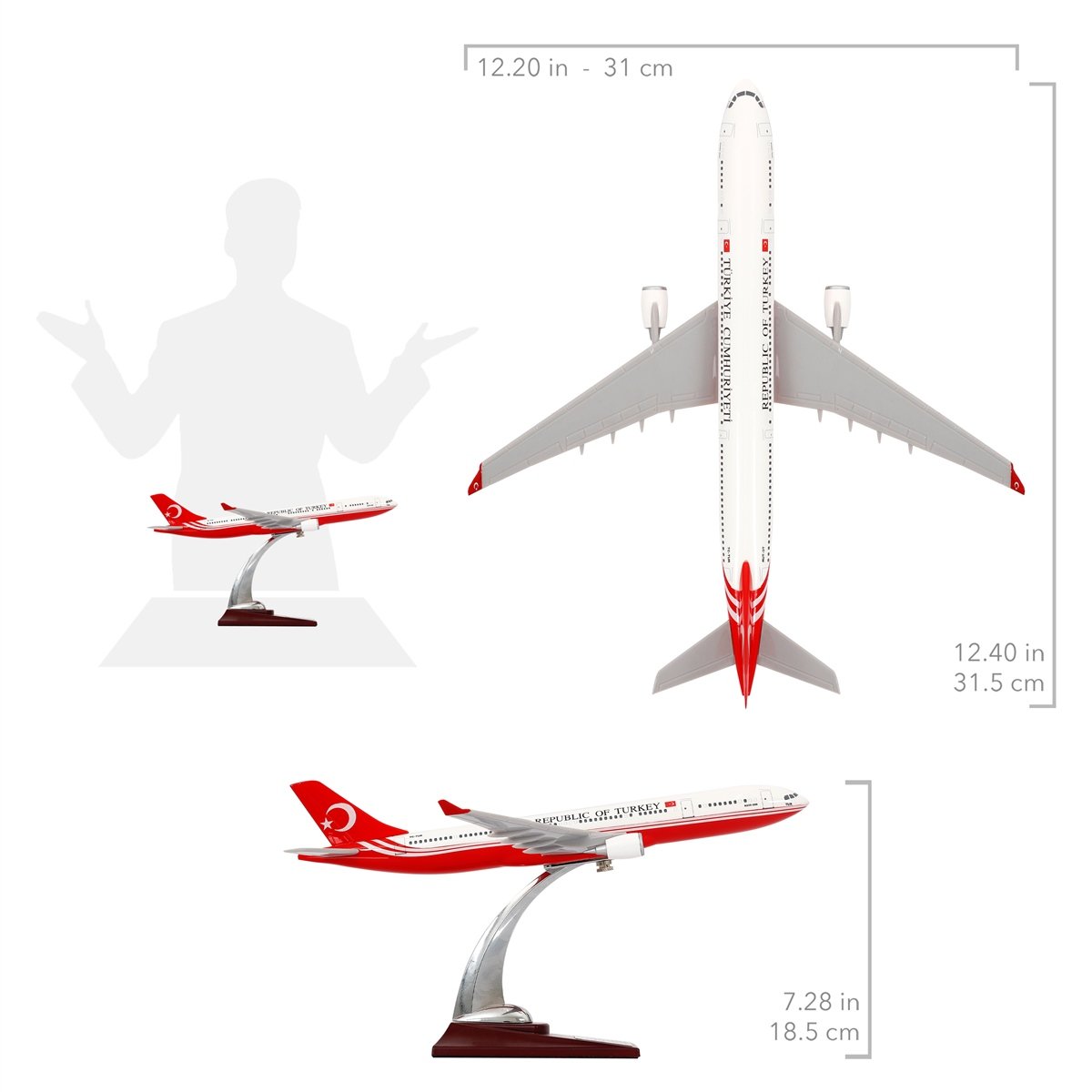 ZekUpp - Maket Uçak - Airbus 330-300 1/200 - T.C CUMHURBAŞKANLIĞI -  Model Uçak
