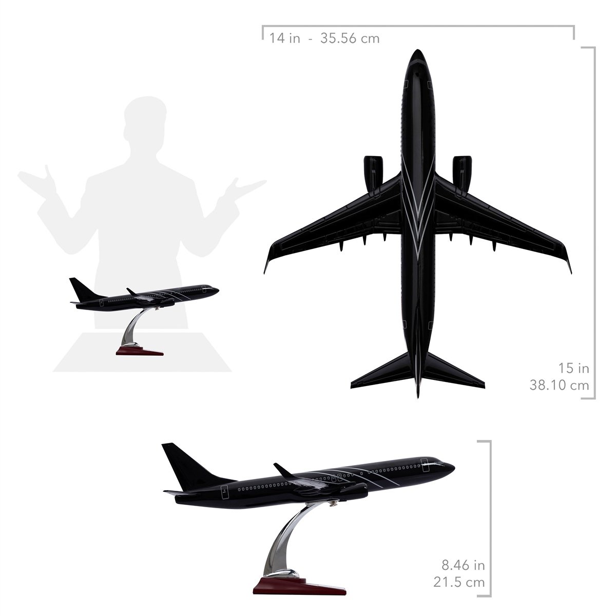 Zekupp - Maket Uçak - Boeing 737-800 1/100 - SİYAH ÖZEL TASARIM Model Uçak