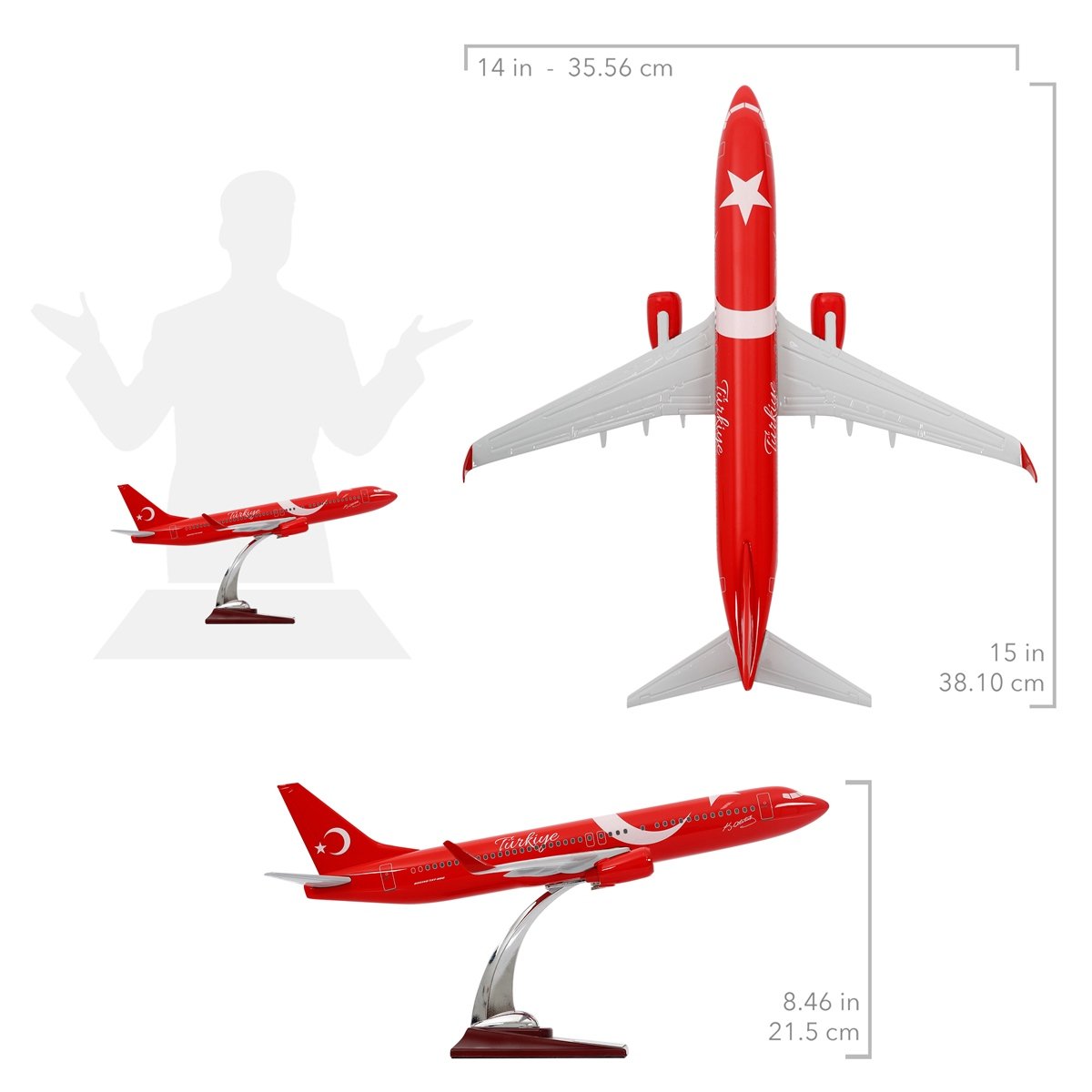 Zekupp - Maket Uçak - Boeing 737-800 1/100 - TÜRKİYE ÖZEL TASARIMLI Model Uçak, Model E