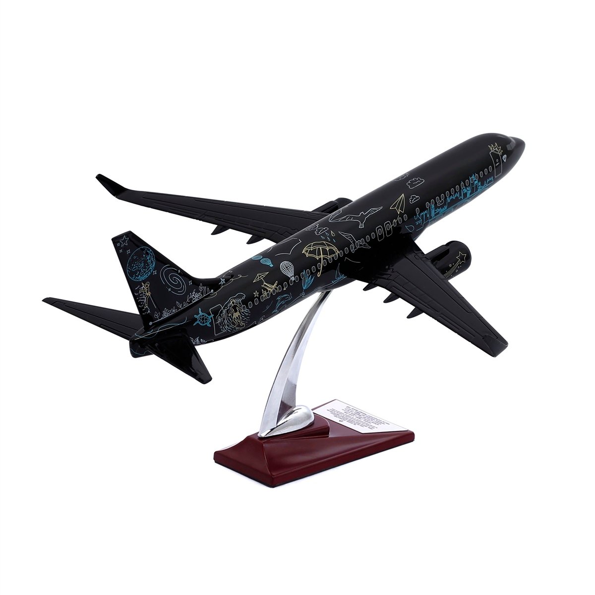 Zekupp - Maket Uçak - Boeing 737-800 1/100 - SİYAH DESENLİ ÖZEL TASARIM Model Uçak