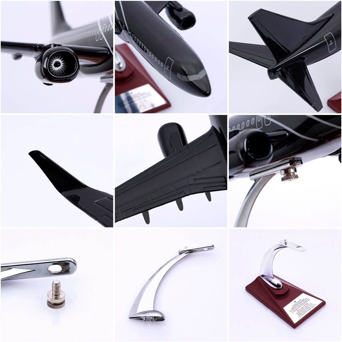 Zekupp - Maket Uçak - Boeing 737-800 1/100 - SİYAH ÖZEL TASARIM Model Uçak