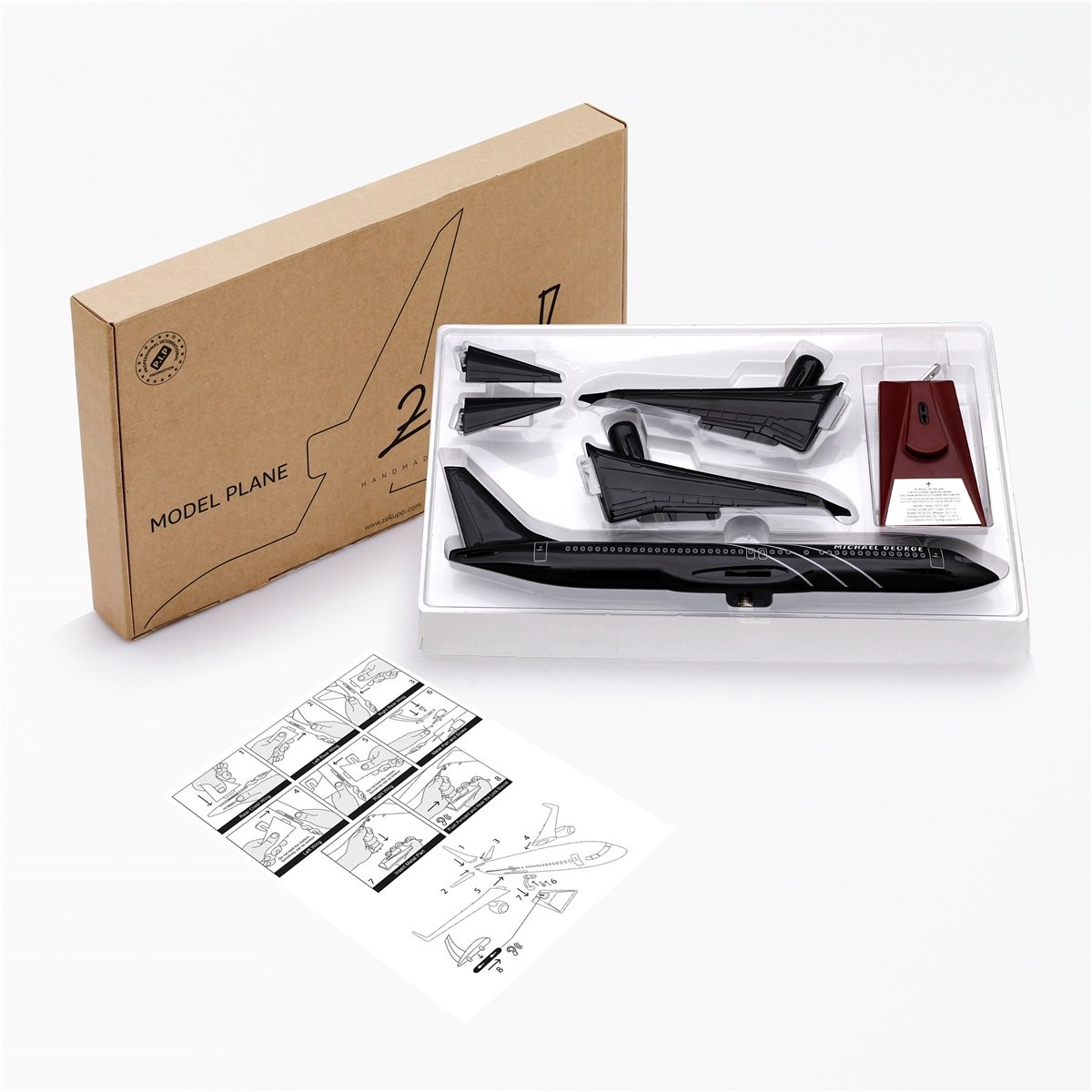 Zekupp - Maket Uçak - Boeing 737-800 1/100 - SİYAH ÖZEL TASARIM Model Uçak
