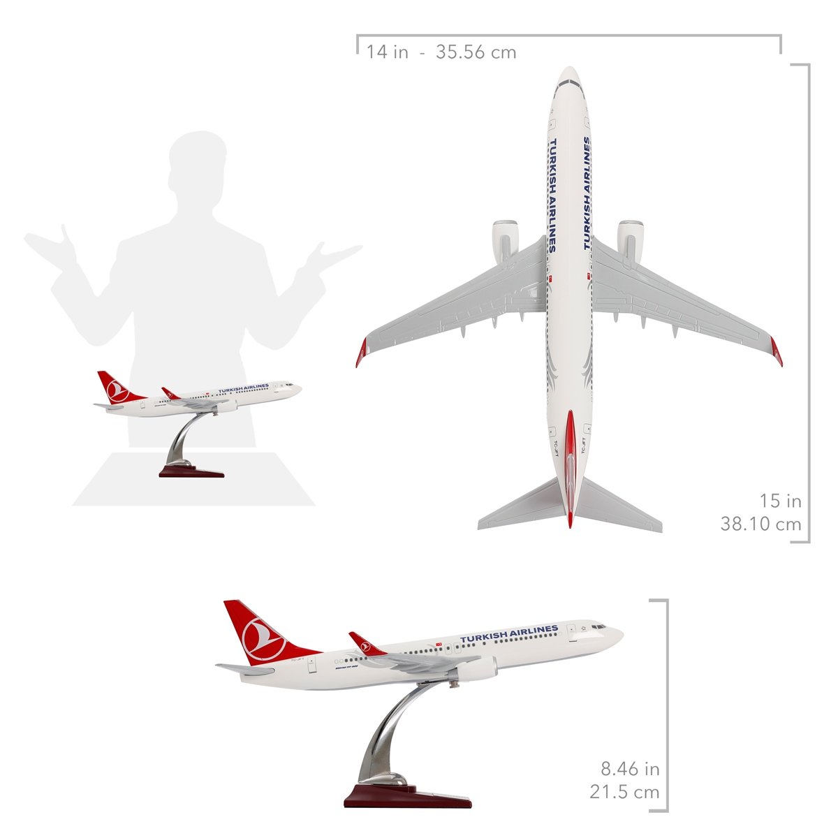 Zekupp - Maket Uçak THY LİSANSLI -  Boeing 737-800 1/100 - TK Tasarımlı Model Uçak