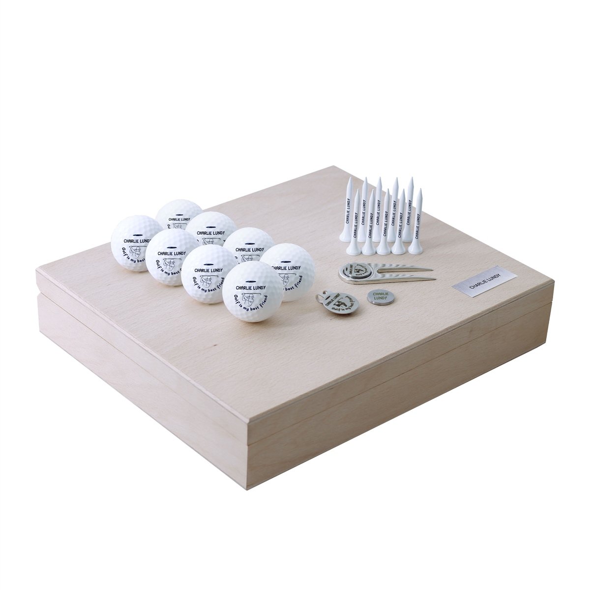 Zekupp Profesyonel Golf Topu, Kişiselleştirilmiş Ahşap Kutulu Golf Seti, İşaretleyici, Golf Aksesuarları, Şapka Klipsli Golf Aksesuarları