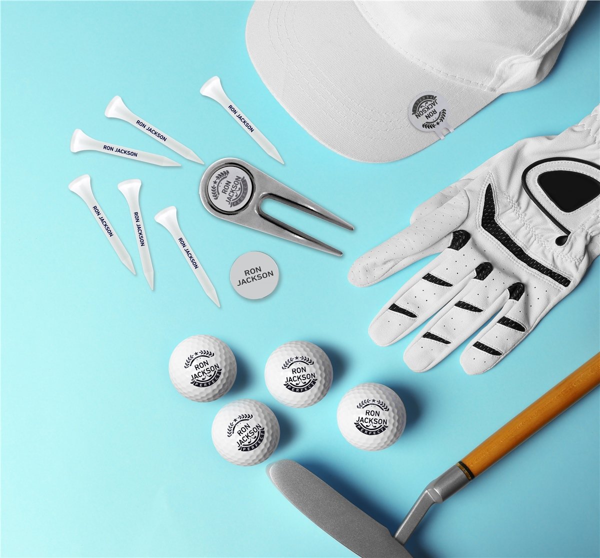 Zekupp Profesyonel Golf Topu, Kişiselleştirilmiş Ahşap Kutulu Golf Seti, İşaretleyici, Golf Aksesuarları, Şapka Klipsli Golf Aksesuarları