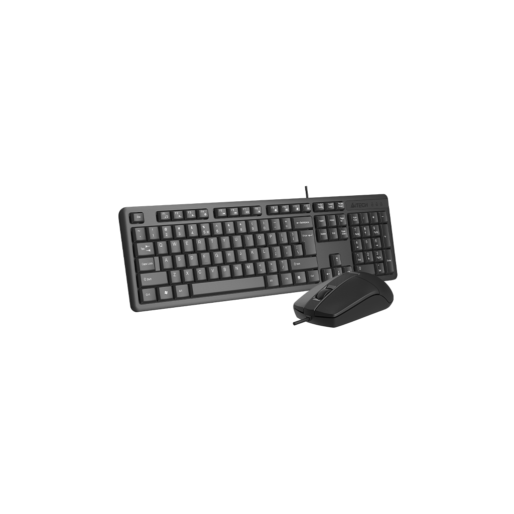 A4 TECH KR-3330S, Siyah, USB Kablolu, Türkçe Q, Multimedya, Klavye Mouse Set