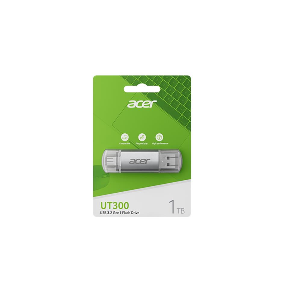 Acer 16GB USB 3.2 UT300-16GB USB-A+USB-C Çift Taraflı Metal Flash Bellek