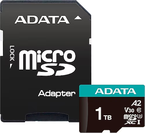 ADATA 1TB Premier Pro AUSDX1TUI3V30SA2-RA1 U3 V30 A2 100-85MB/s + Adaptör microSDXC Hafıza Kartı