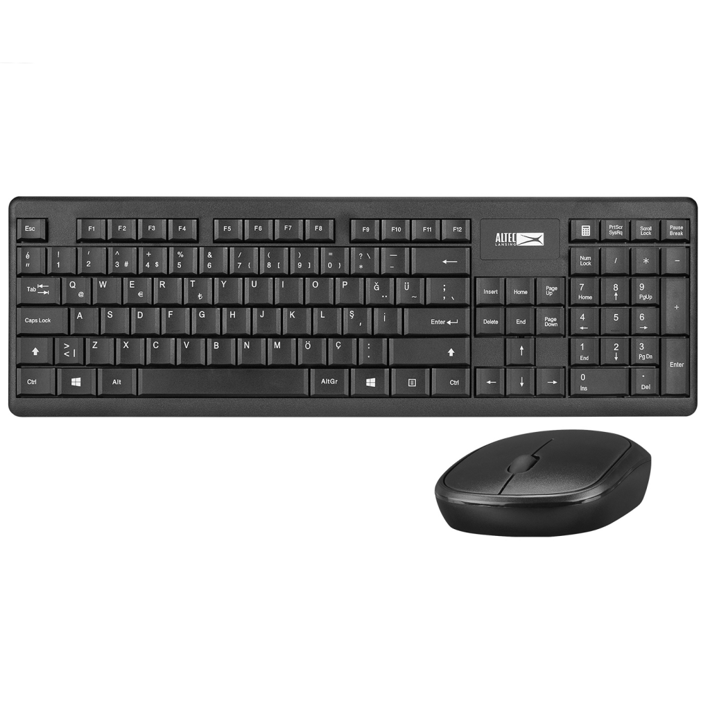 Altec Lansing ALBC6314, Siyah, 2.4Ghz Kablosuz, Türkçe Q, Klavye Mouse Set