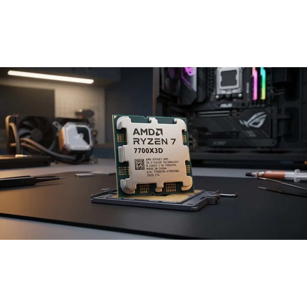 AMD RYZEN 7 7700X3D 8 Core, 4,00-4.50GHz, 104Mb Cache, 120W,  AM5 Soket, TRAY, (Dahili Grafik VAR, Fan YOK) TÜRKİYE Distibütör GARANTİLİ