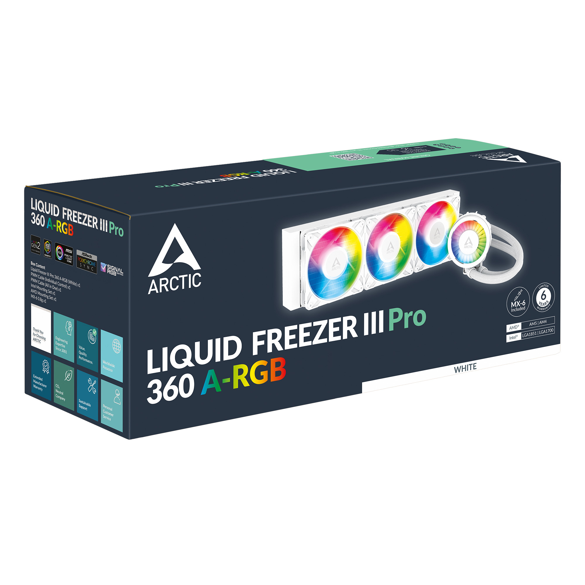 ARCTIC 360mm Liquid Freezer III PRO K 360 ACFRE00188A ARGB AM5-1851p Sıvı Soğutmalı İşlemci Fanı Beyaz