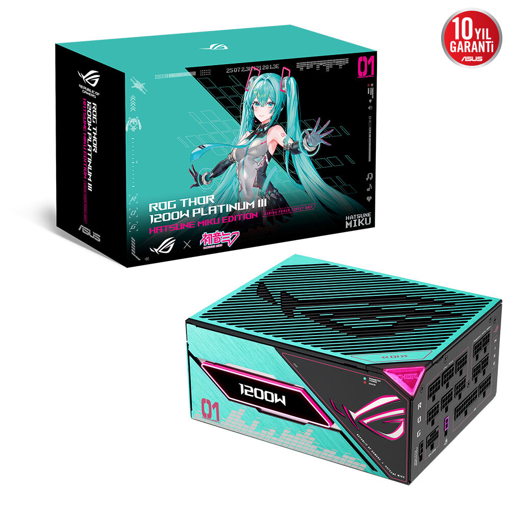 ASUS 1200W 80+ PLATINUM ROG THOR 1200P3 MIKU Tam Modüler Power Supply / 90YE00V6-B0NA00