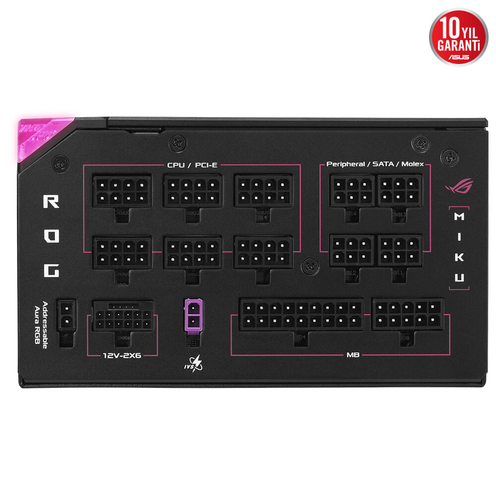 ASUS 1200W 80+ PLATINUM ROG THOR 1200P3 MIKU Tam Modüler Power Supply / 90YE00V6-B0NA00