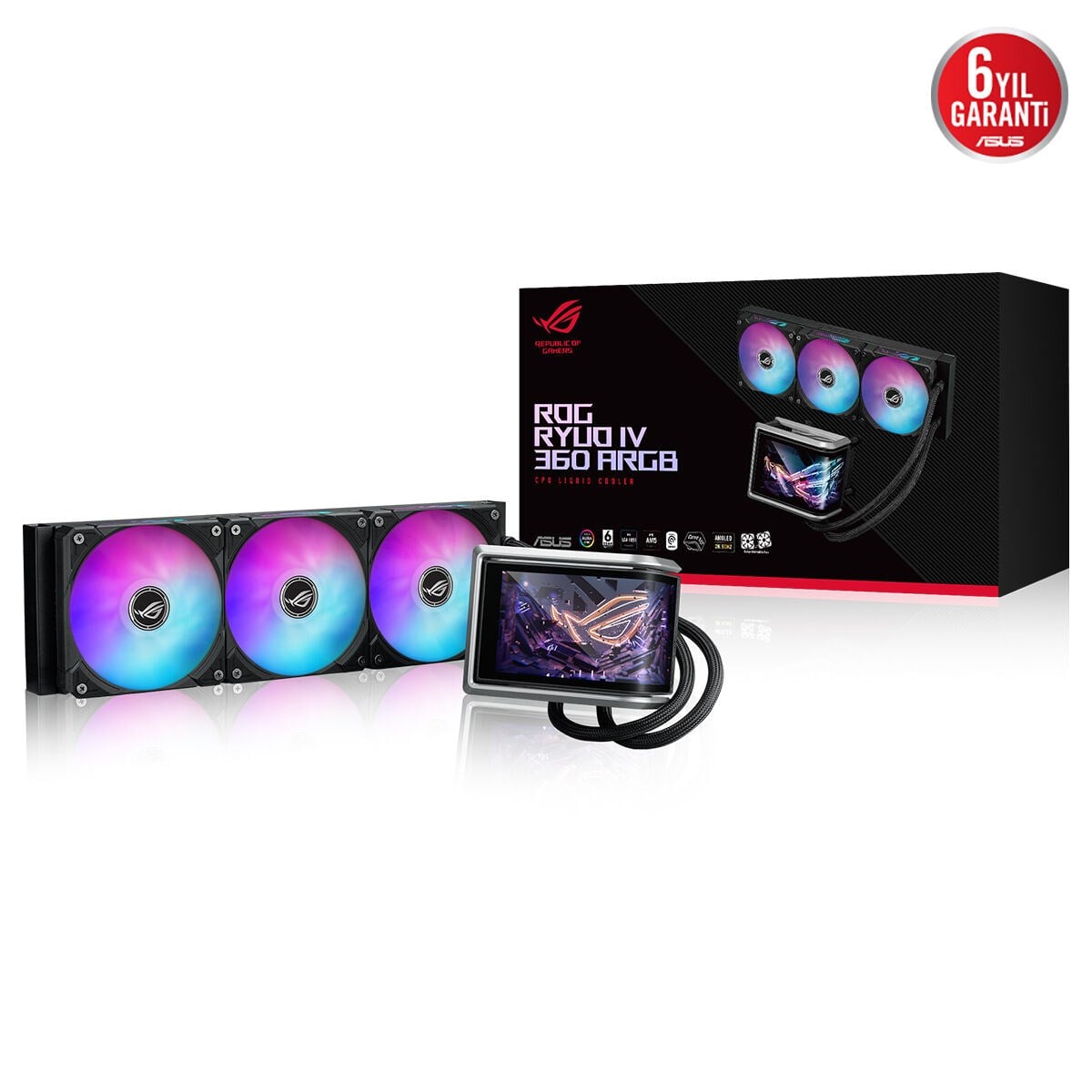 ASUS 360MM ROG RYUO IV 360 ARGB LCD AM5-1851p Sıvı Soğutmalı İşlemci Fanı / 90RC01N1-B0EAY0
