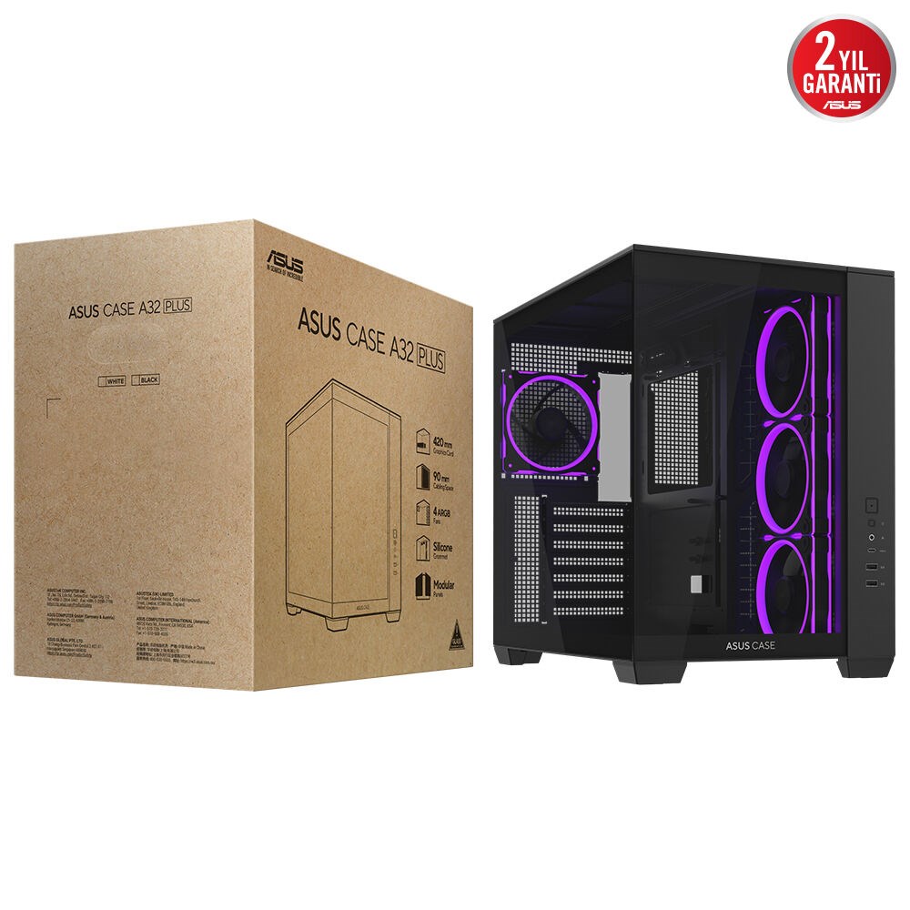 ASUS A32 PLUS TG ARGB Gaming Mid-Tower PC Kasası /  90DC00S0-B19000