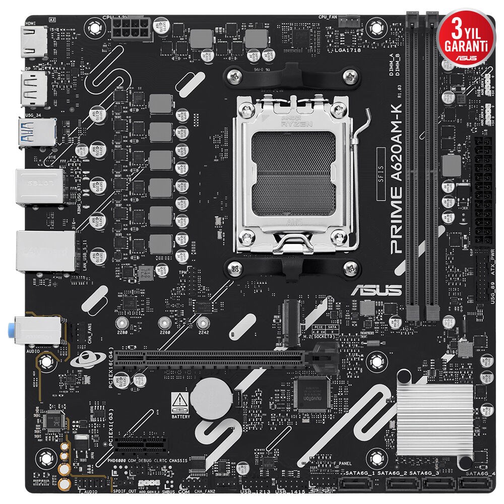 ASUS PRIME A620AM-K 2xDDR5 VGA+HDMI 1xM2 AM5 ANAKART