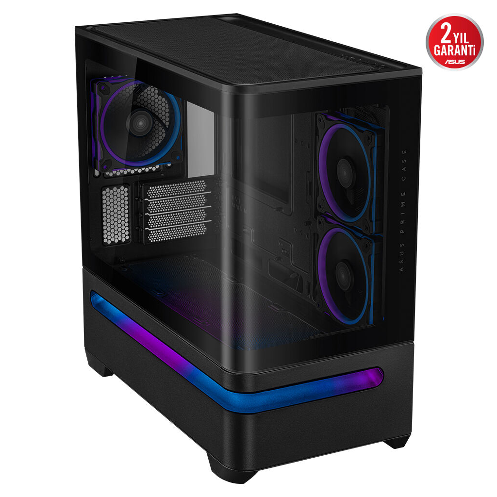 ASUS PRIME AP202 TG ARGB, PSU YOK, Tempered Glass, Kavisli Panel, ARGB, mATX, GAMING KASA