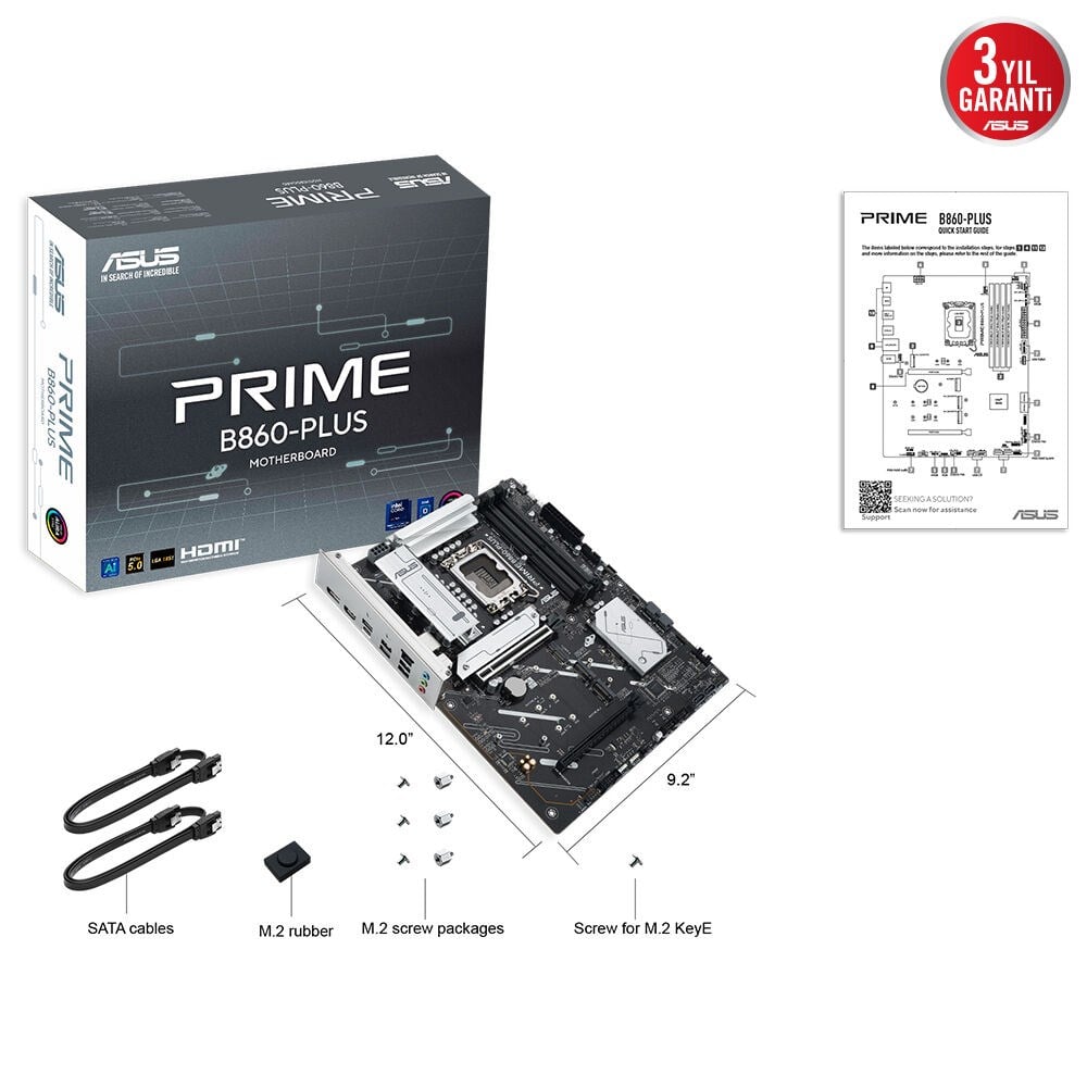 ASUS PRIME B860-PLUS-CSM DDR5 HDMI-DP TYPEC PCIE 5.0 1851p ATX