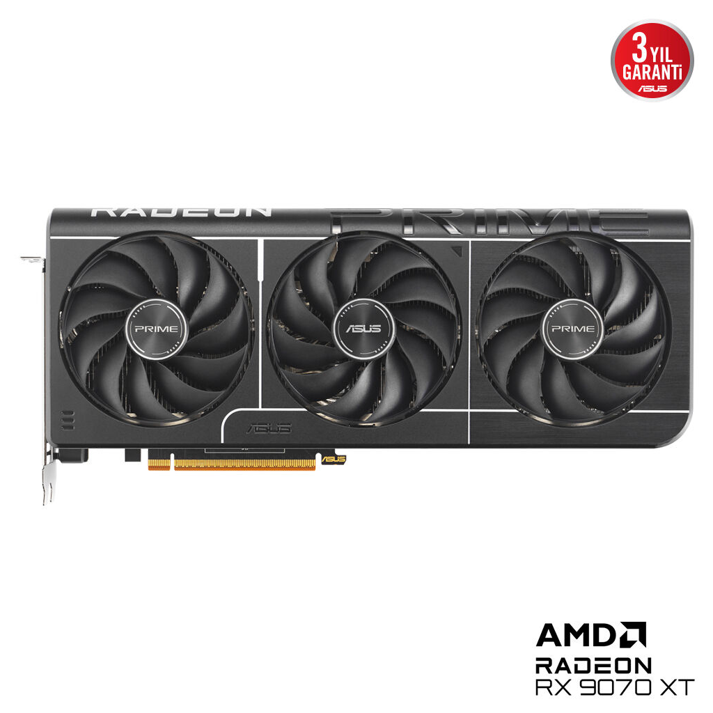 ASUS PRIME-RX9070XT-O16G, 16Gb, 256Bit, GDDR6, 1xHDMI, 3xDP, GAMING Ekran Kartı