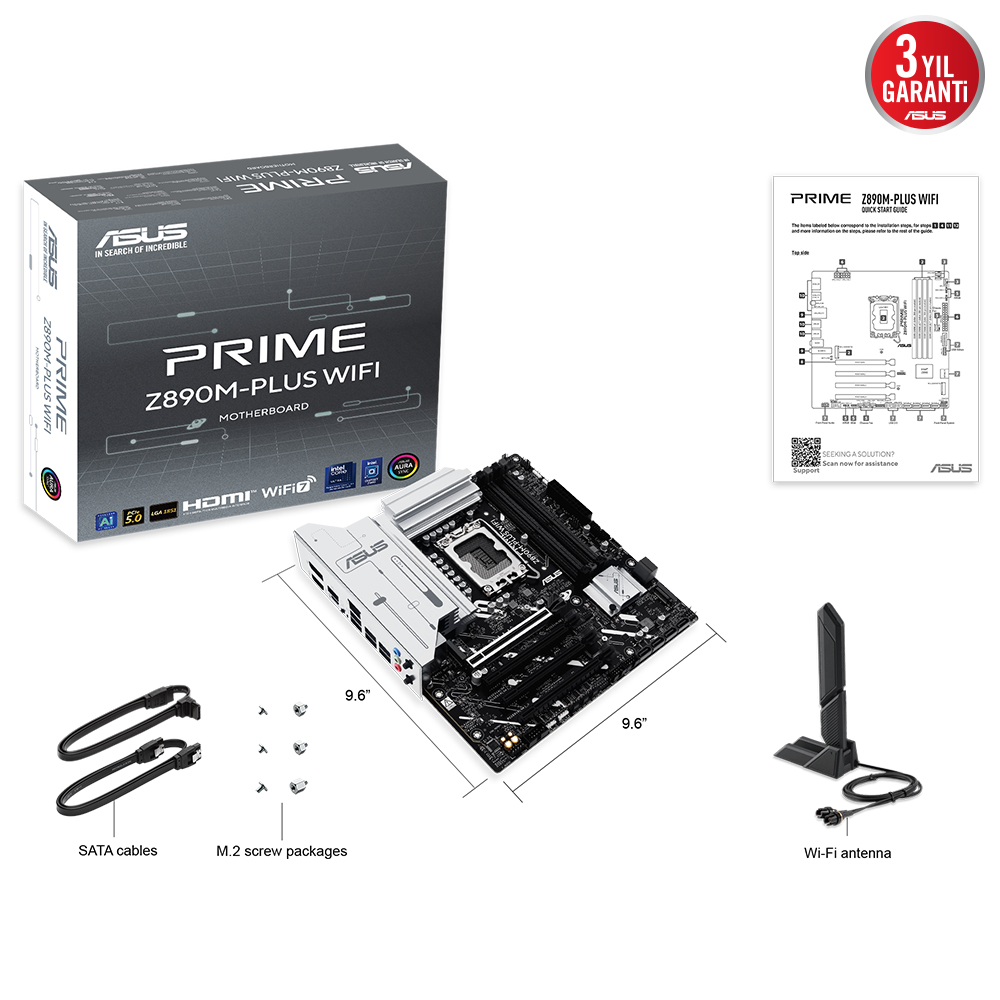 ASUS PRIME Z890M-PLUS WIFI6 DDR5 HDMI-DP TYPEC PCIE 5.0 1851p mATX