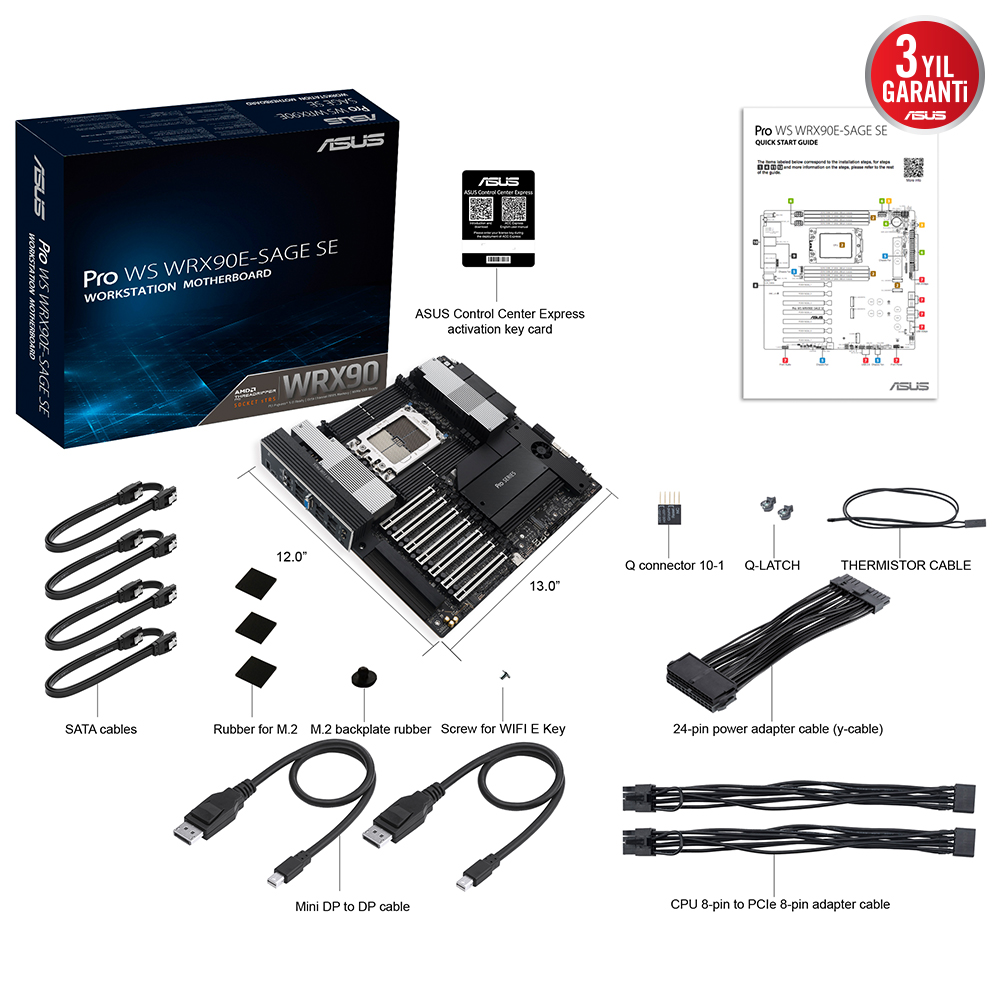ASUS PRO WS WRX90E-SAGE SE DDR5 STR5 PCIE 5.0 AM5 ATX İş İstasyonu Anakartı