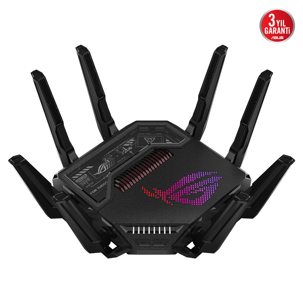 ASUS ROG Rapture GT-BE98, BE25000, 24400Mbps, 8xAnten, Four Band, WİFİ 7, AiMesh, AiProtection Pro, GAMING Extendable Router