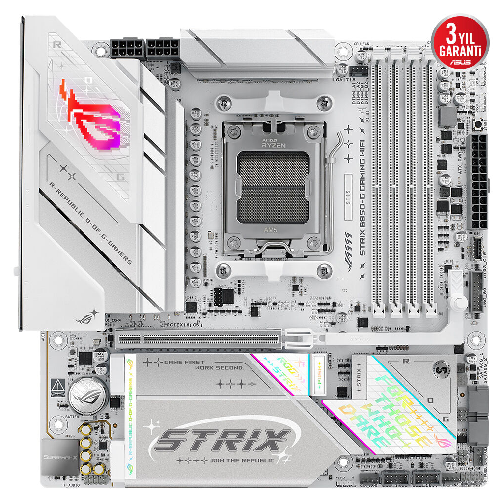 ASUS ROG STRIX B850-G GAMING WIFI, 4xDDR5, 4x M2, HDMI, DP, 2xType-C, Wi-Fi 7, Bluetooth v5.4, AM5 Soket GAMING Anakart