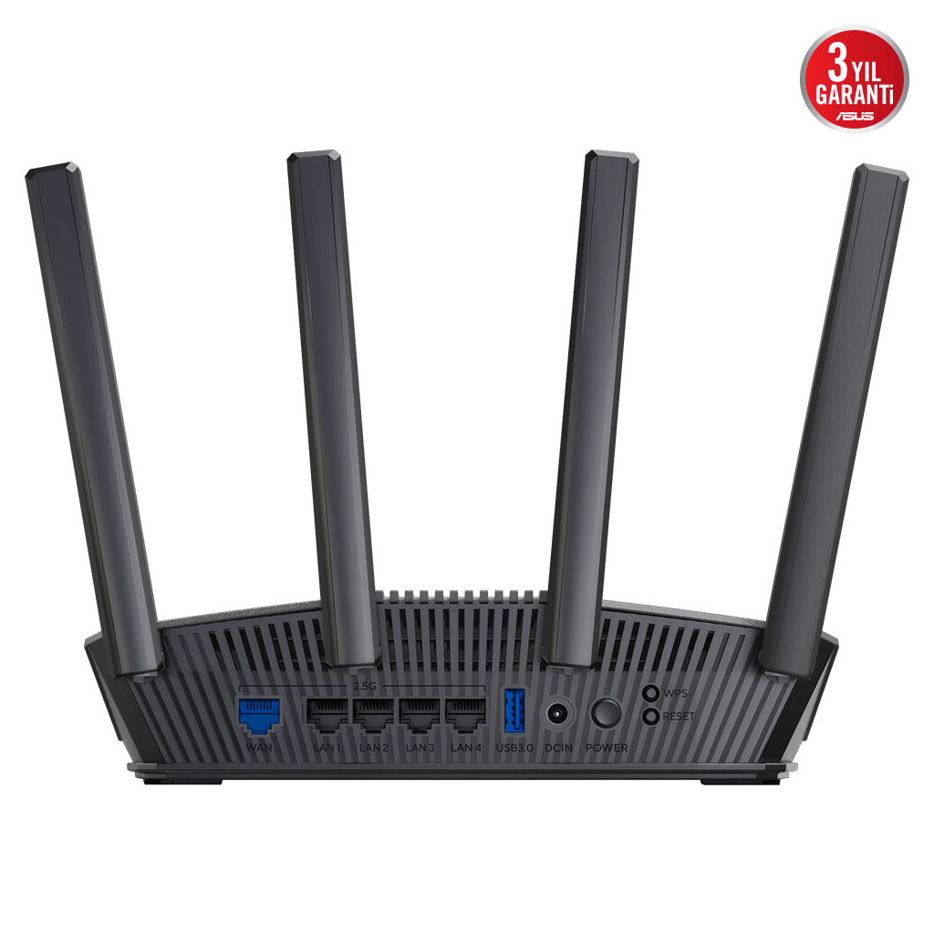 ASUS RT-BE82U, BE6500, 4 Port, 6500Mbps, Dual Band, WİFİ 7, AiMesh, AiProtection Pro, Gigabit Extendable Router