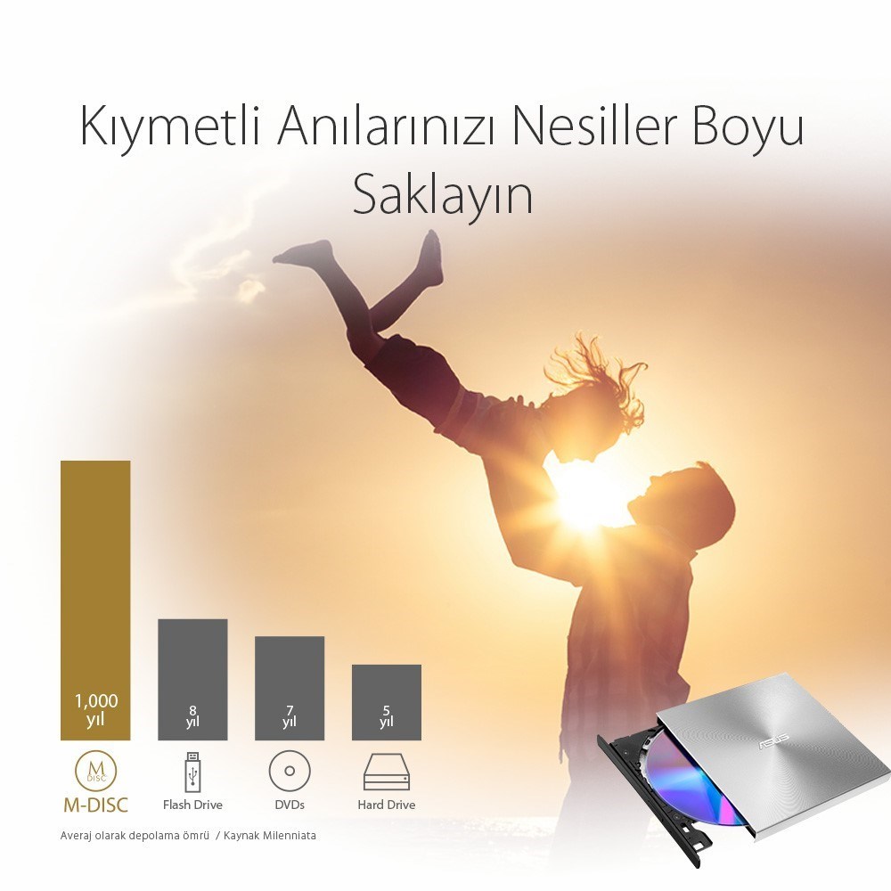 ASUS SDRW-08U5S-U Ultra İnce Taşınabilir Harici DVD/CD Yazıcı ve Okuyucu