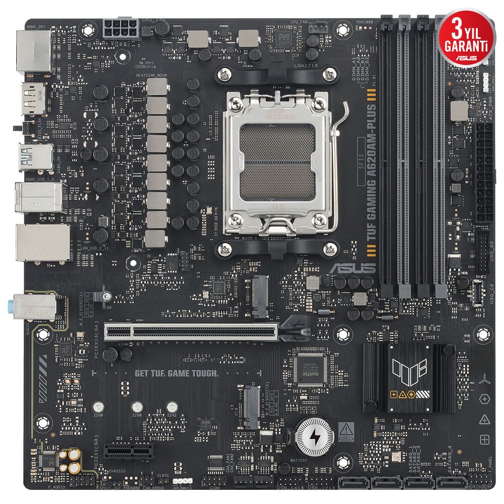 ASUS TUF GAMING A620AM-PLUS 7600MHZ(OC) DDR5 2xDP HDMI ÇİFT M2 USB3.2 AURA RGB 2.5GBİT LAN mATX
