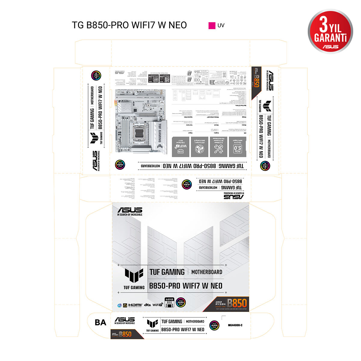 ASUS TUF GAMING B850-PRO WIFI7 W NEO DDR5 HDMI-DP PCIE 5.0 AM5 ATX