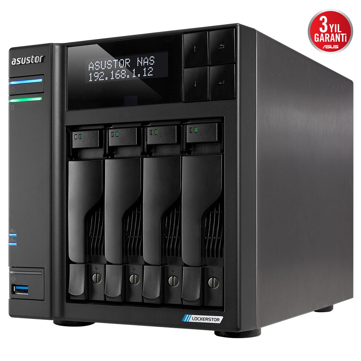 ASUSTOR 4diskli Celeron QC- 4GB RAM-2-2.5GbE Nas Server AS6704T v2