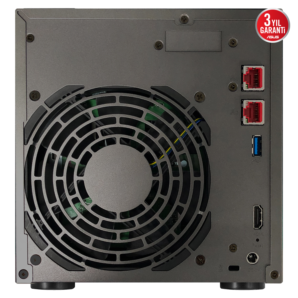 ASUSTOR AS6704T, 4Gb DDR4 Ram, 4 Yuvalı (4x22TB Destek), 4xM.2, PCI-e, 2x2.5GbE Network, 2xUSB 3.2, Tower NAS (Yedekleme) Cihazı