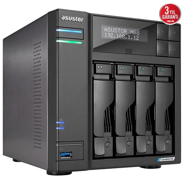ASUSTOR LOCKERSTOR 4 Gen2 AS6704T CELERON N5105-4GB RAM-4diskli Nas Server (Disksiz)