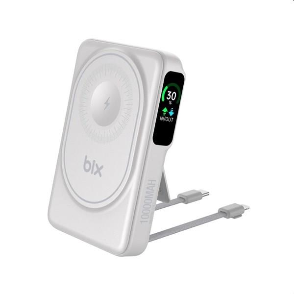 BİX 10000mAh TPB16-WE 6'SI 1 ARADA OLED EKRANLI Beyaz KABLOSUZ POWERBANK