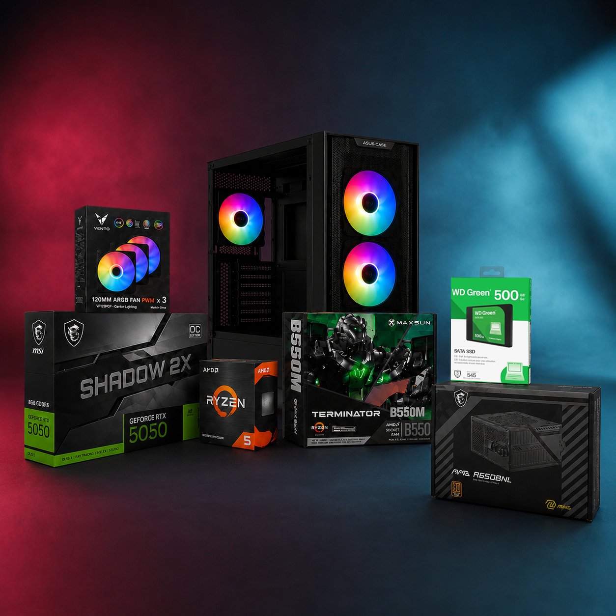 BSD HAZIR PC - ASUS A21 TAMPERLİ ÖN MESH / B550M / RYZEN 5 5500 / 16GB DDR4 CL16 / 4X ARGB FAN / 500GB WD SSD / MSI 8GB RTX 5050 / MSI 600W 80+ BRONZ PSU / WİN11 GAMİNG PCBSDMasaüstü BilgisayarBekliyor1