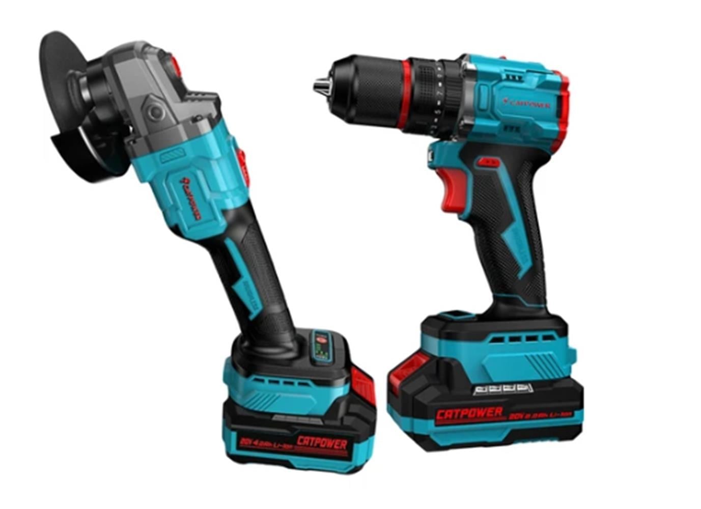 CATPOWER E1030 Kömürsüz Li-Ion Akülü Vidalama ve Avuç Taşlama Seti 20V 4.0AH+2.0AH Yüksek Tork