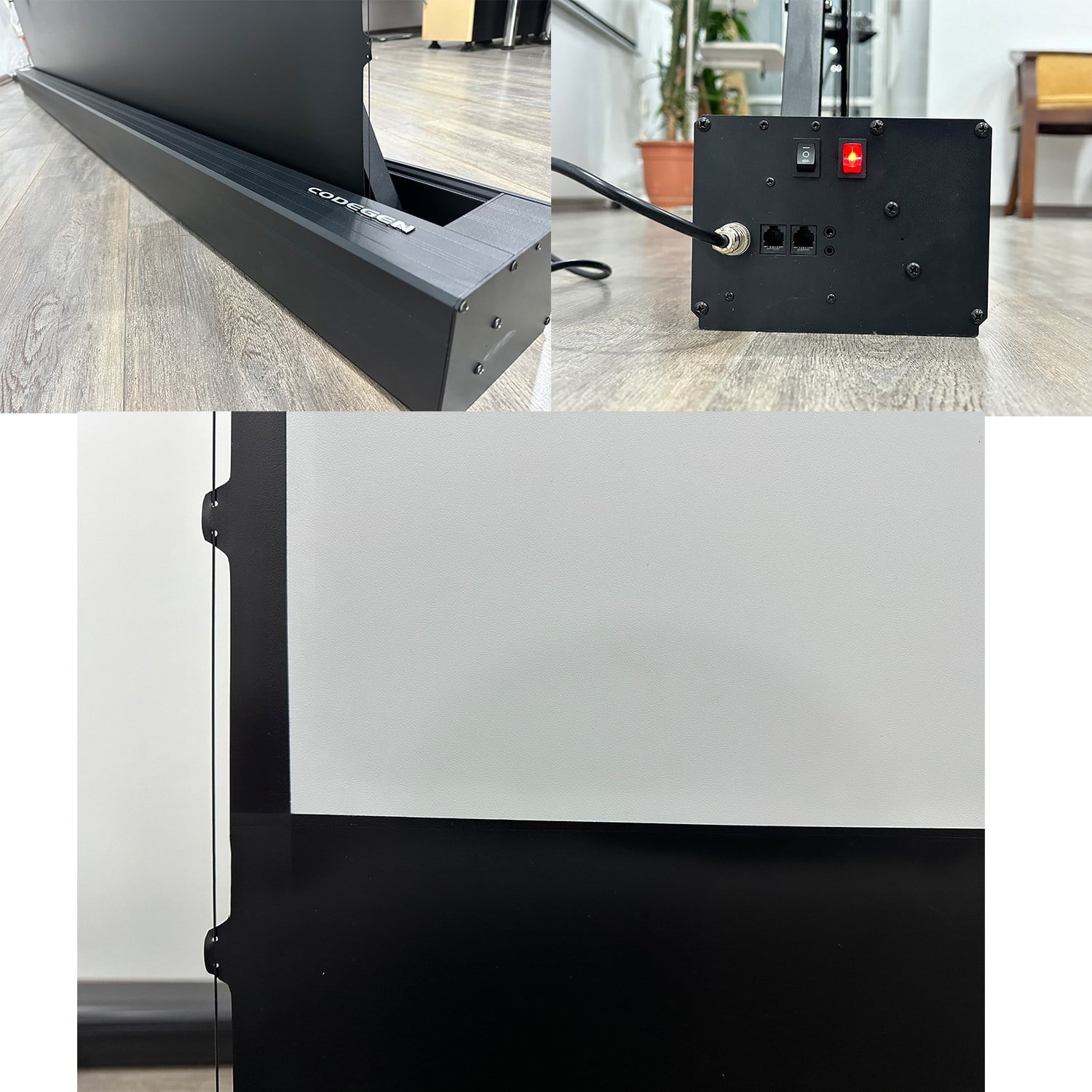 CODEGEN 212x123 cm Taşınabilir Portatif Elektrikli Pull Up Floor Screen Projeksiyon Perdesi PEX-200