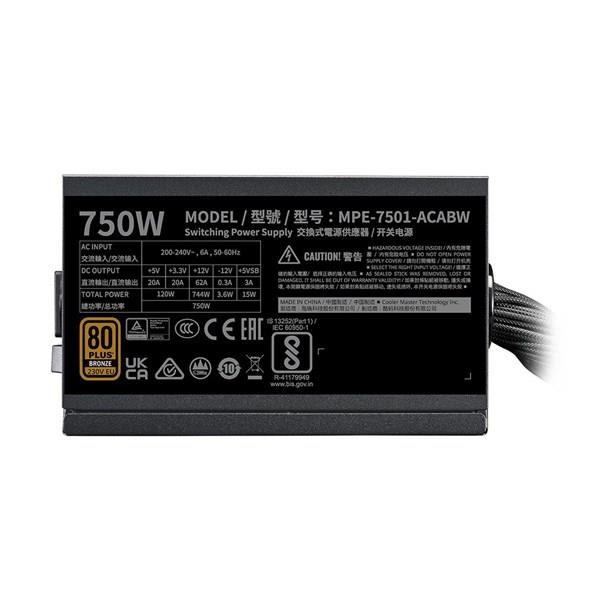 COOLERMASTER 750W 80+ BRONZE MWE V3 MPE-7501-ACABW-3BEU POWER SUPPLY