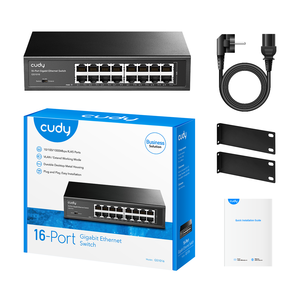 CUDY 16port Gigabit Yönetilemez Switch Metal Kasa GS1016