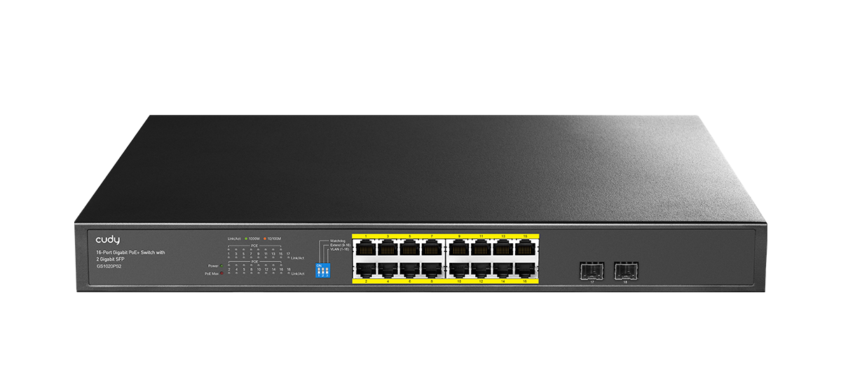 CUDY 16port PoE 200w 2-SFP Gigabit Watchdog Switch GS1020PS2