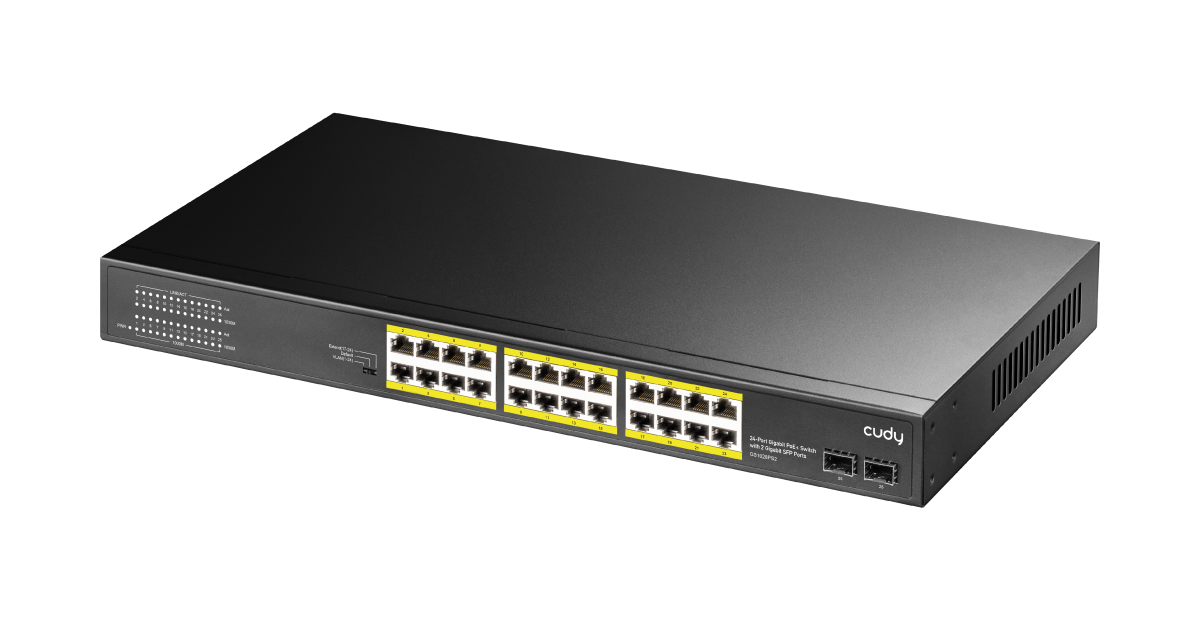 CUDY 24port PoE 300w 2-Uplink Gigabit Yönetilemez Switch GS1028PS2