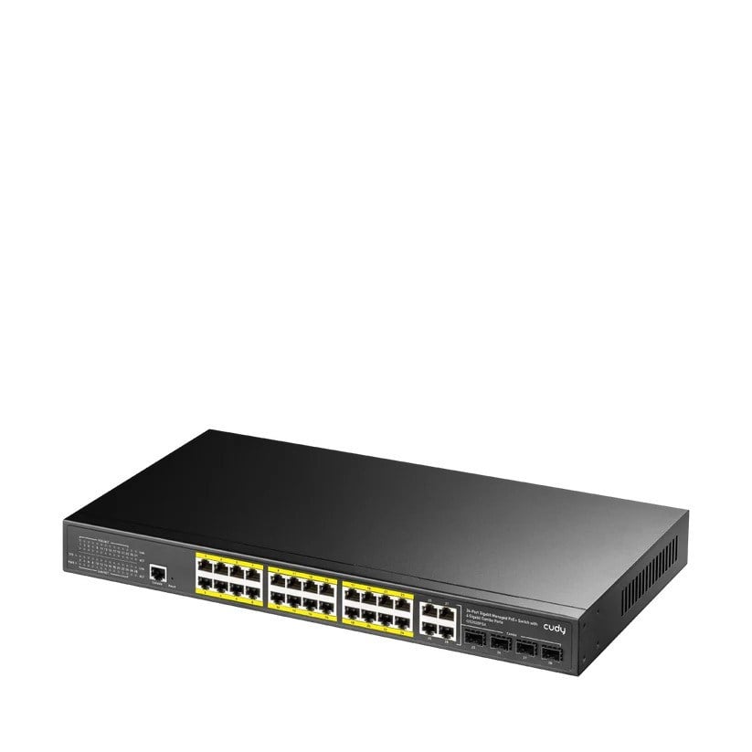 CUDY 24port PoE 300w 4-SFP 4-Uplink Gigabit Yönetilebilir Switch GS2028PS4-300W