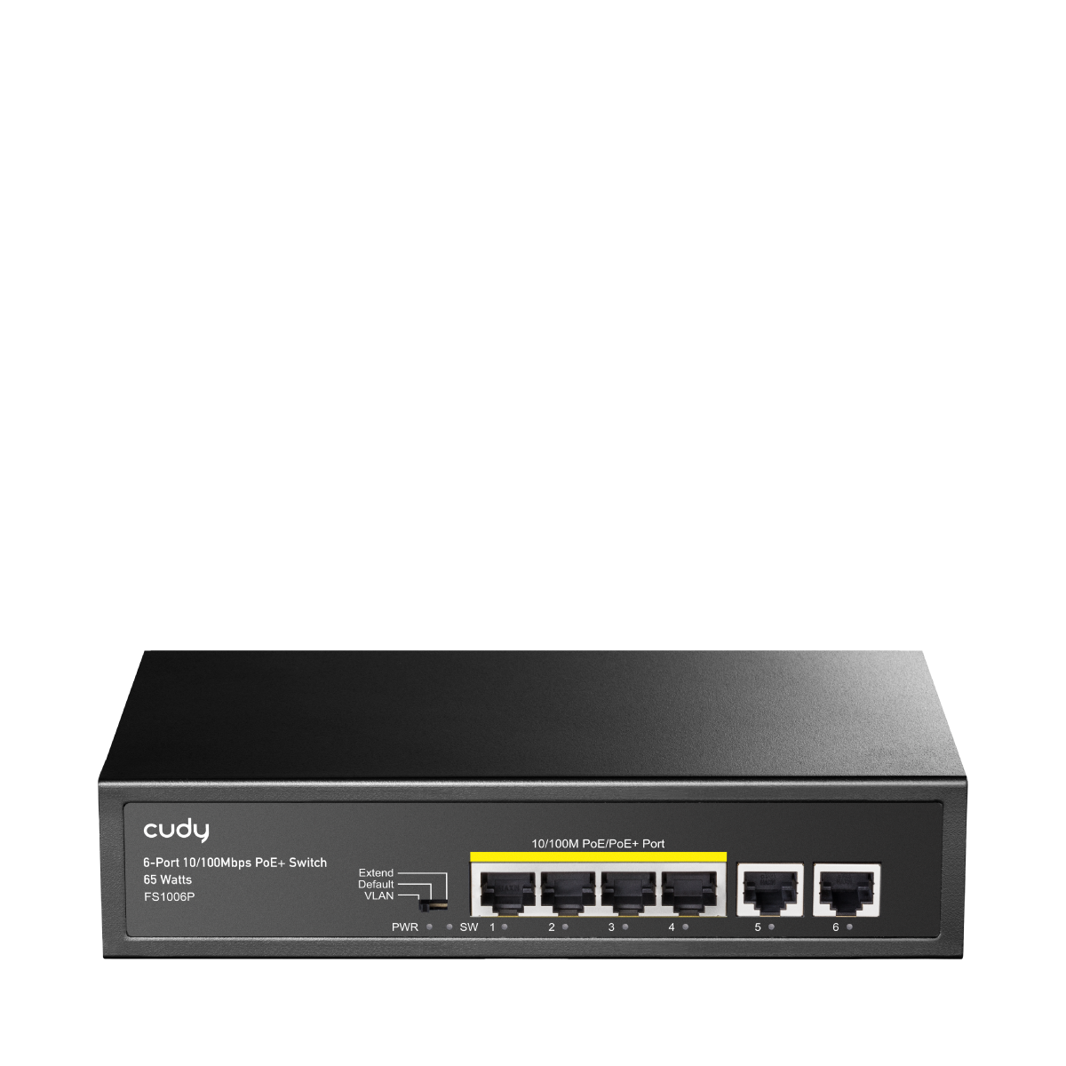 CUDY 6port / 4port PoE 60w 10/100 2-Uplink Yönetilemez Metal Switch FS1006P