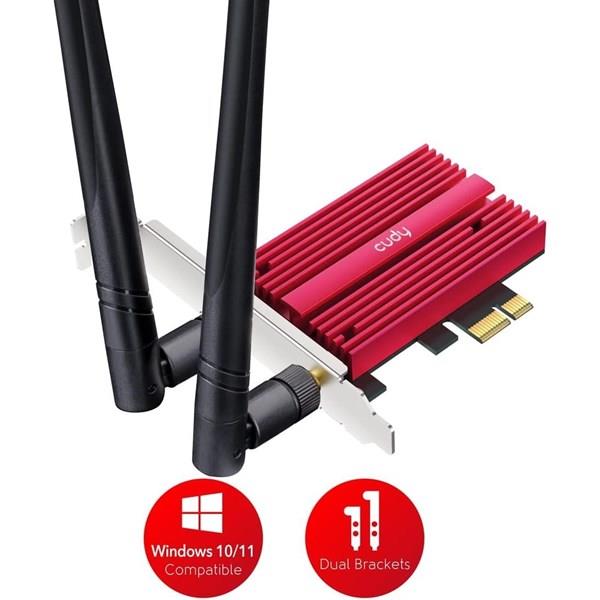 CUDY WE3000S AX5400 Wi-Fi 6E Bluetooth 5.3 PCI-E Kablosuz Ağ Adaptörü