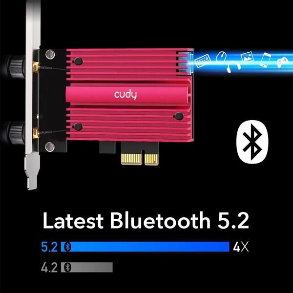 CUDY WE3000S AX5400 Wi-Fi 6E Bluetooth 5.3 PCI-E Kablosuz Ağ Adaptörü